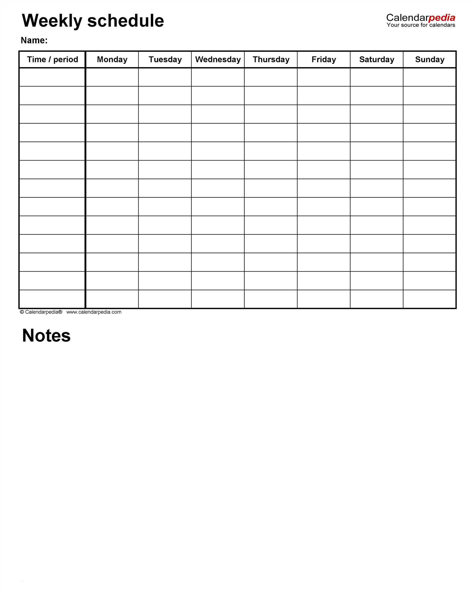 weekly training calendar template