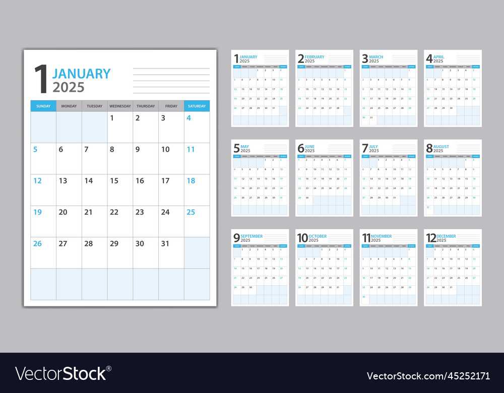 2025 calendar template by month