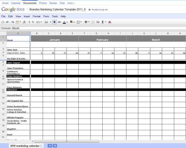 retail marketing calendar template