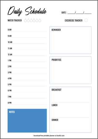 daily routine calendar template