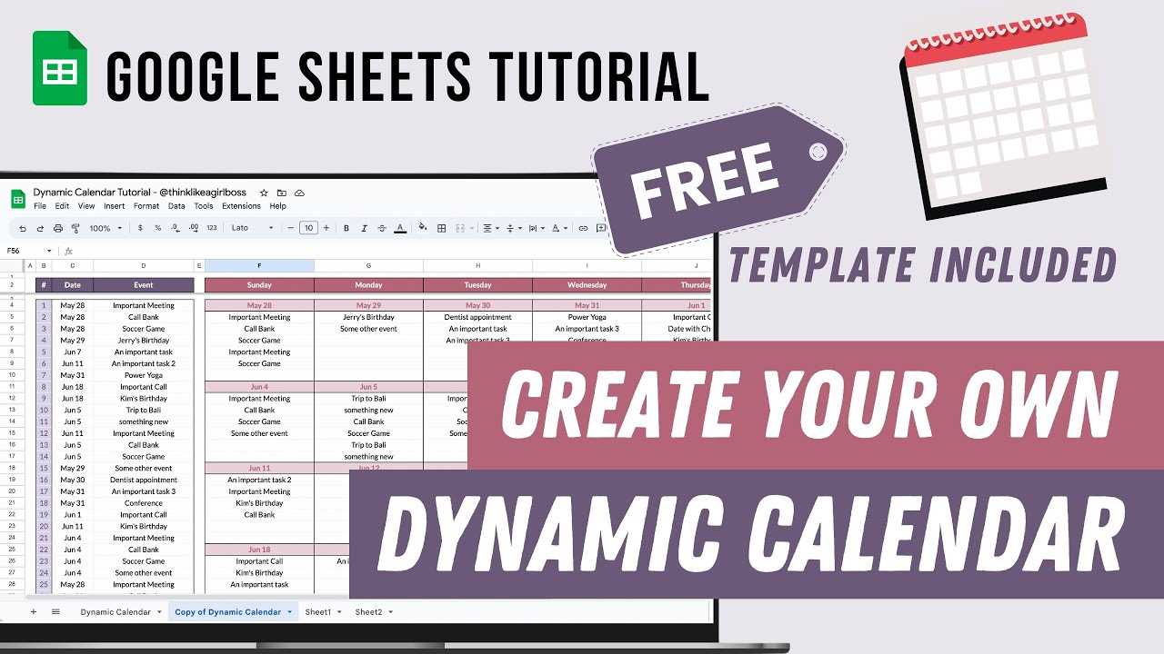 calendar template for sheets