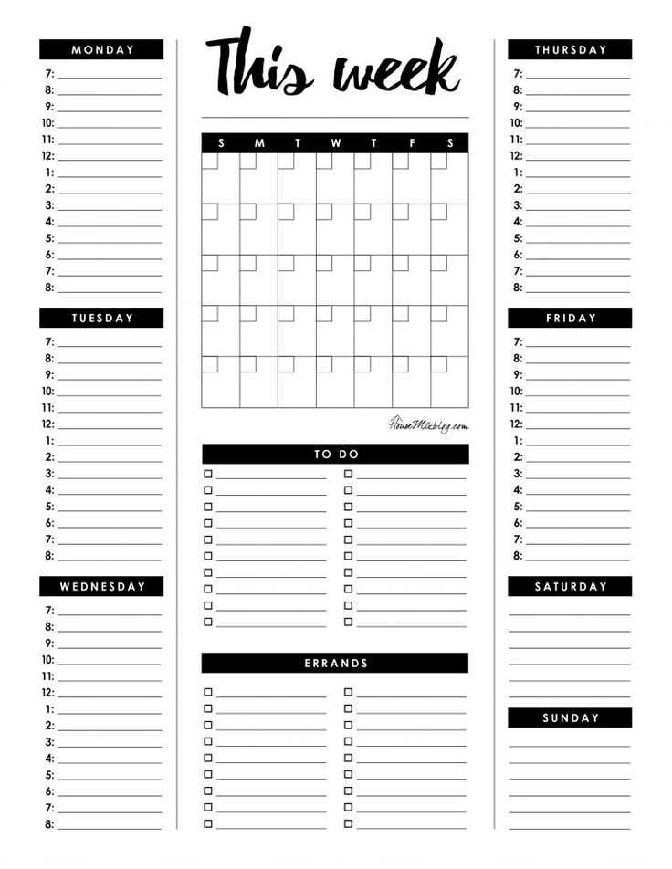 to do calendar planner template