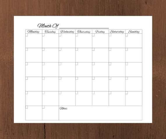 printable calendar month template