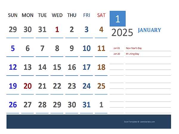 vacation calendar template 2026