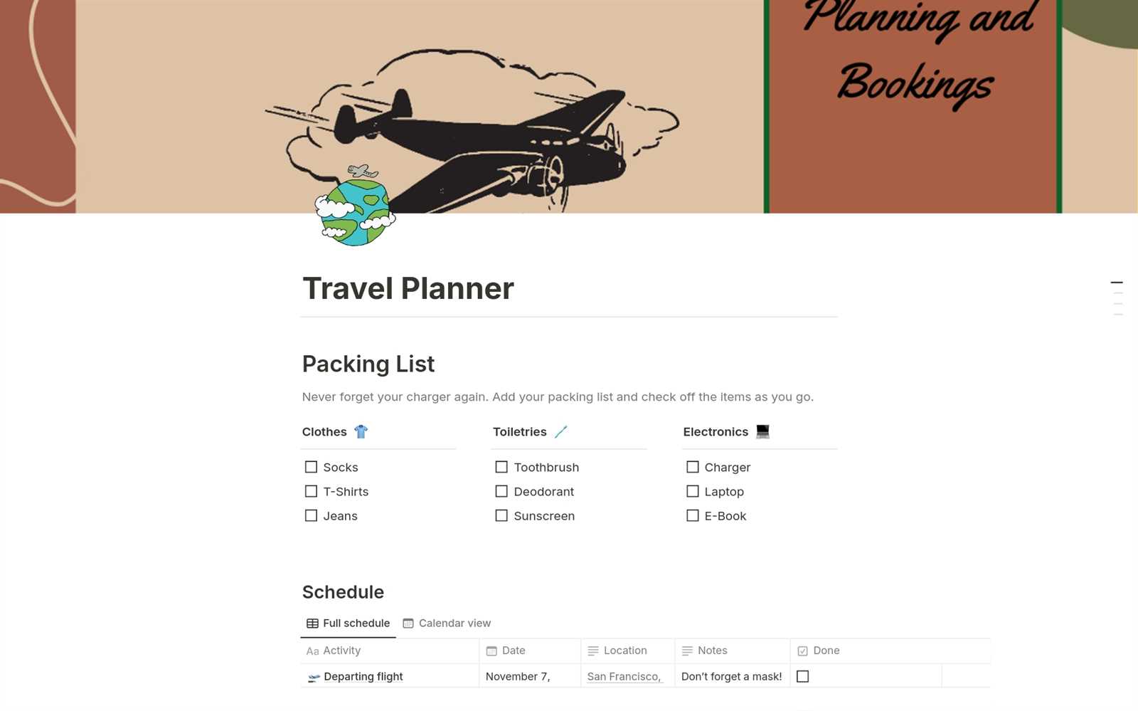 vacation calendar template free