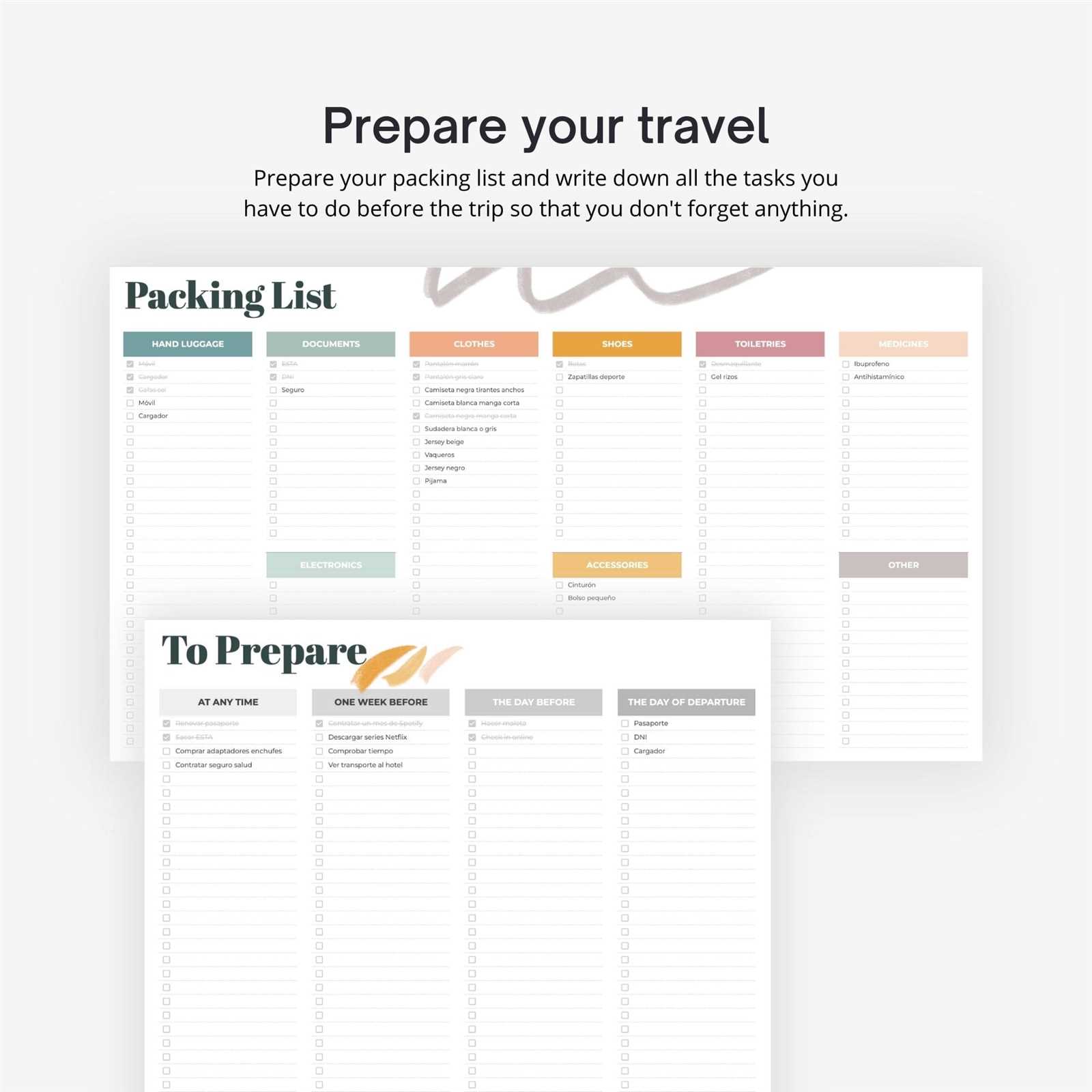 vacation itinerary calendar template