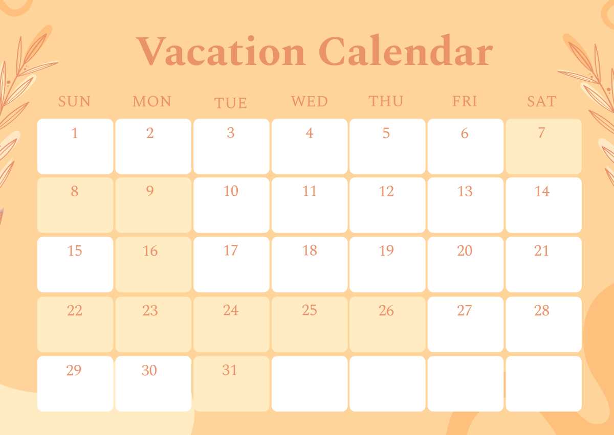 vacation schedule calendar template