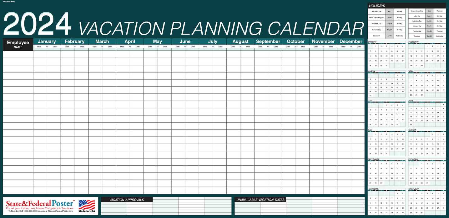 vacation schedule calendar template