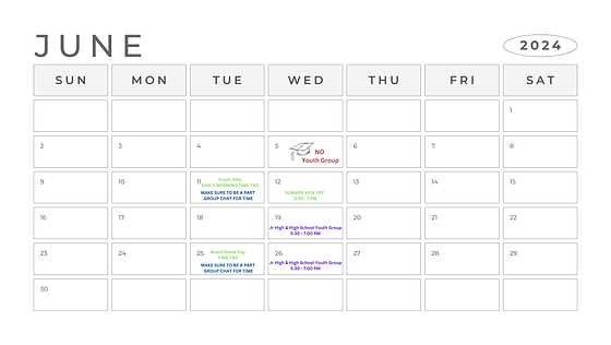 youth ministry calendar template