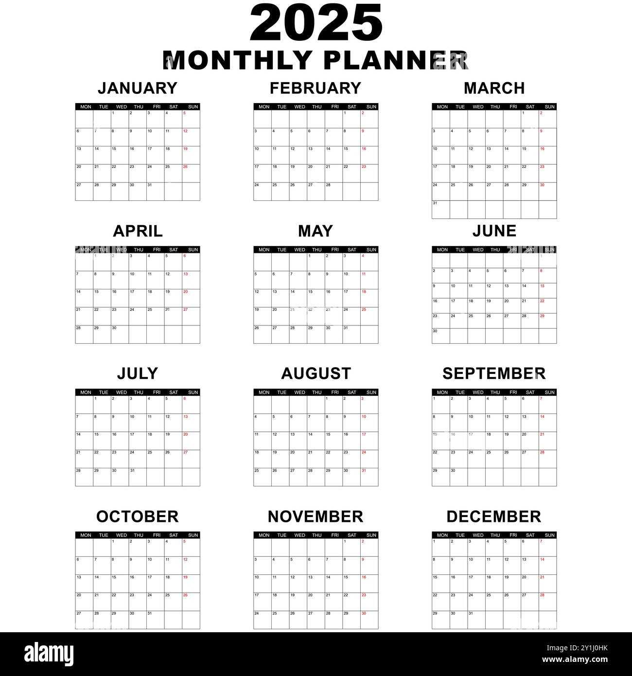 calendar template 2025 yearly