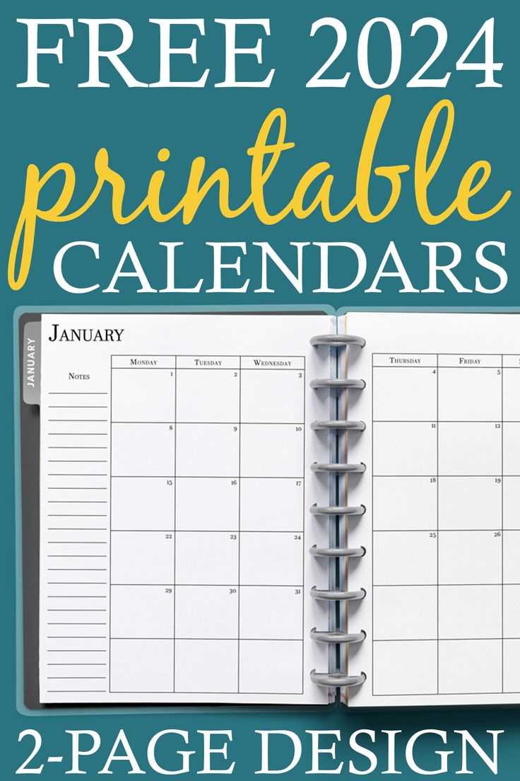 2 page monthly calendar template 2025