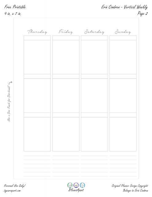 vertical weekly calendar template