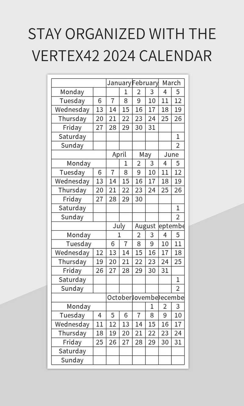 vertex calendar template