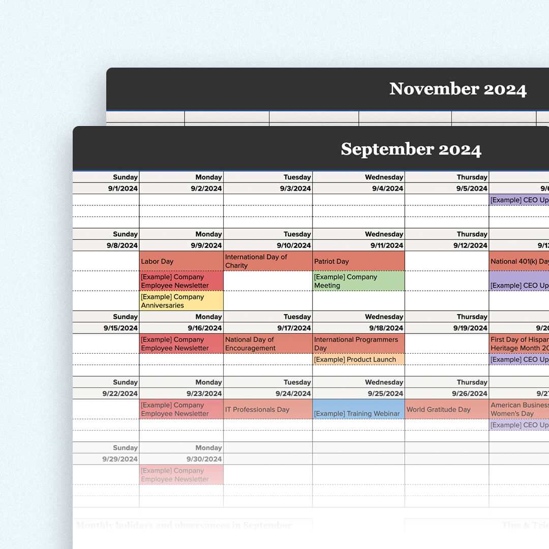 newsletter editorial calendar template