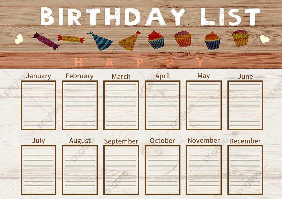 blank birthday calendar template