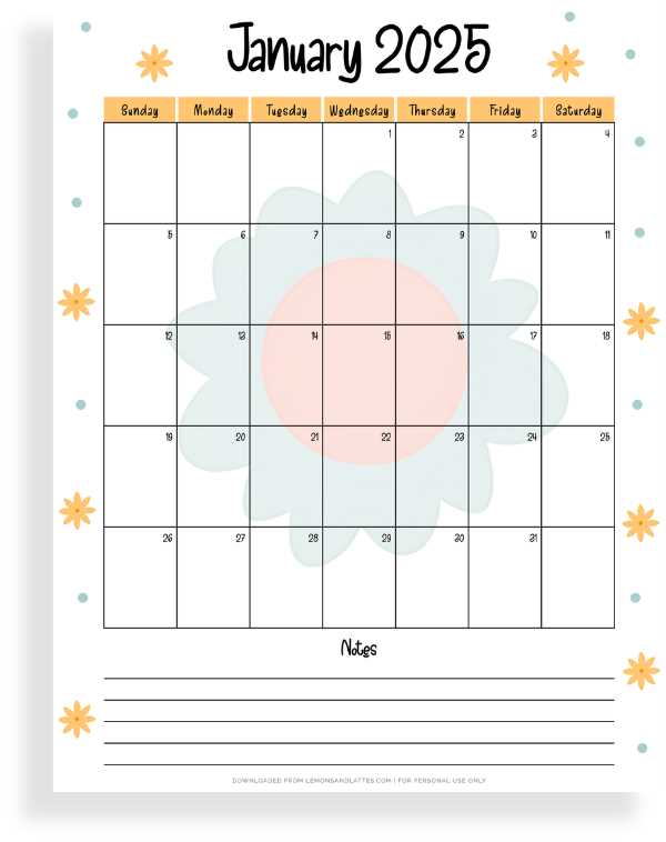 january 2025 calendar template