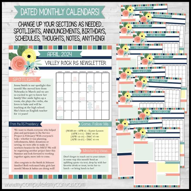 newsletter calendar template