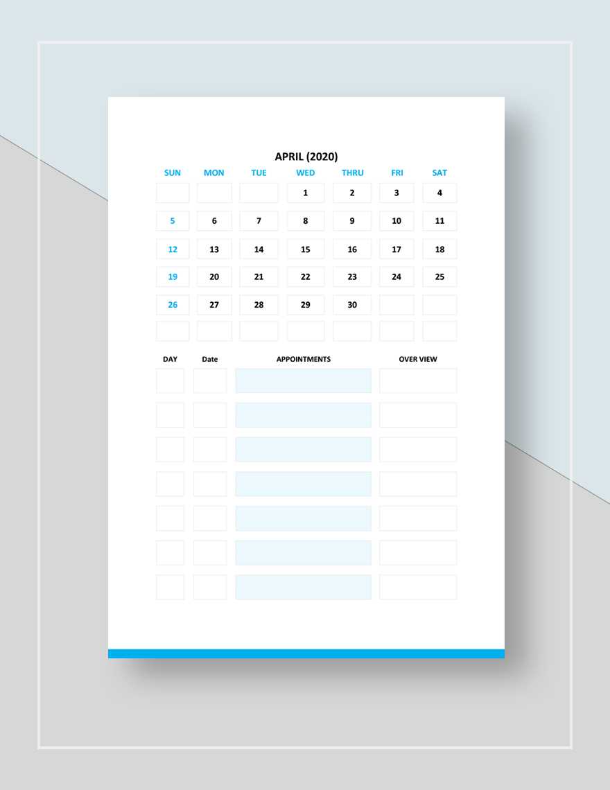 template for appointment calendar