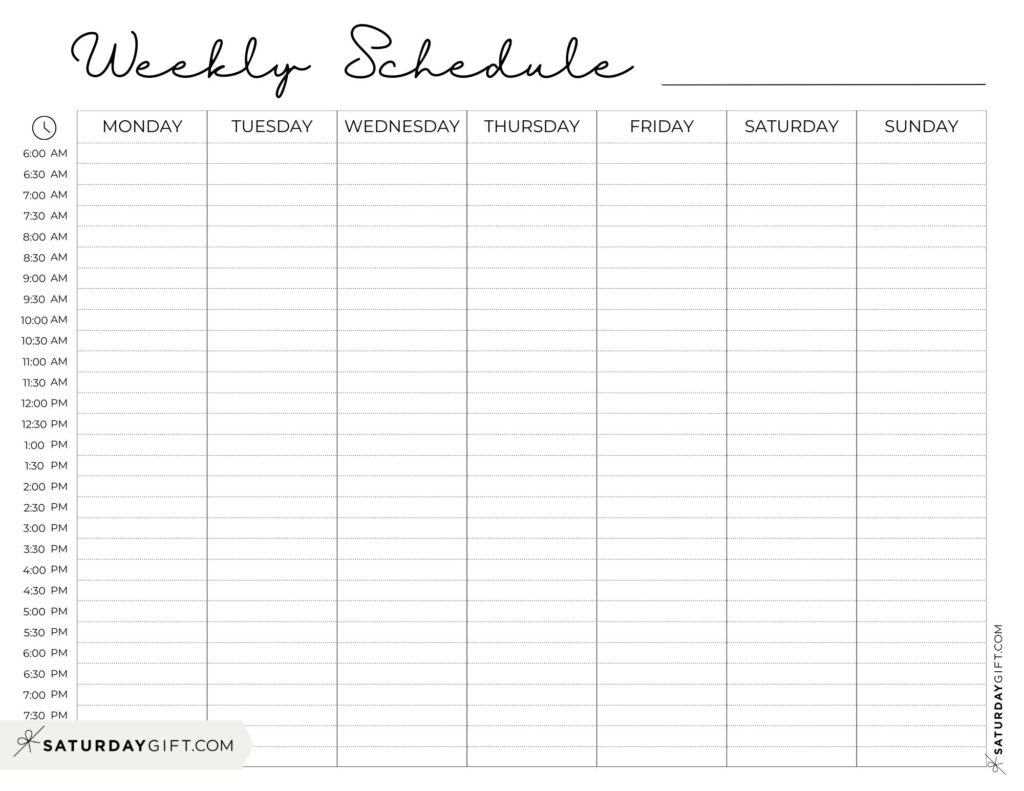 printable weekly calendar template with time slots