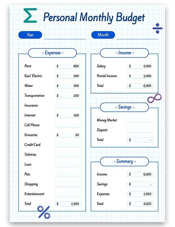 monthly expense calendar spreadsheet template