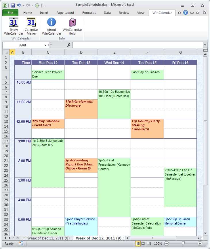 microsoft outlook calendar template