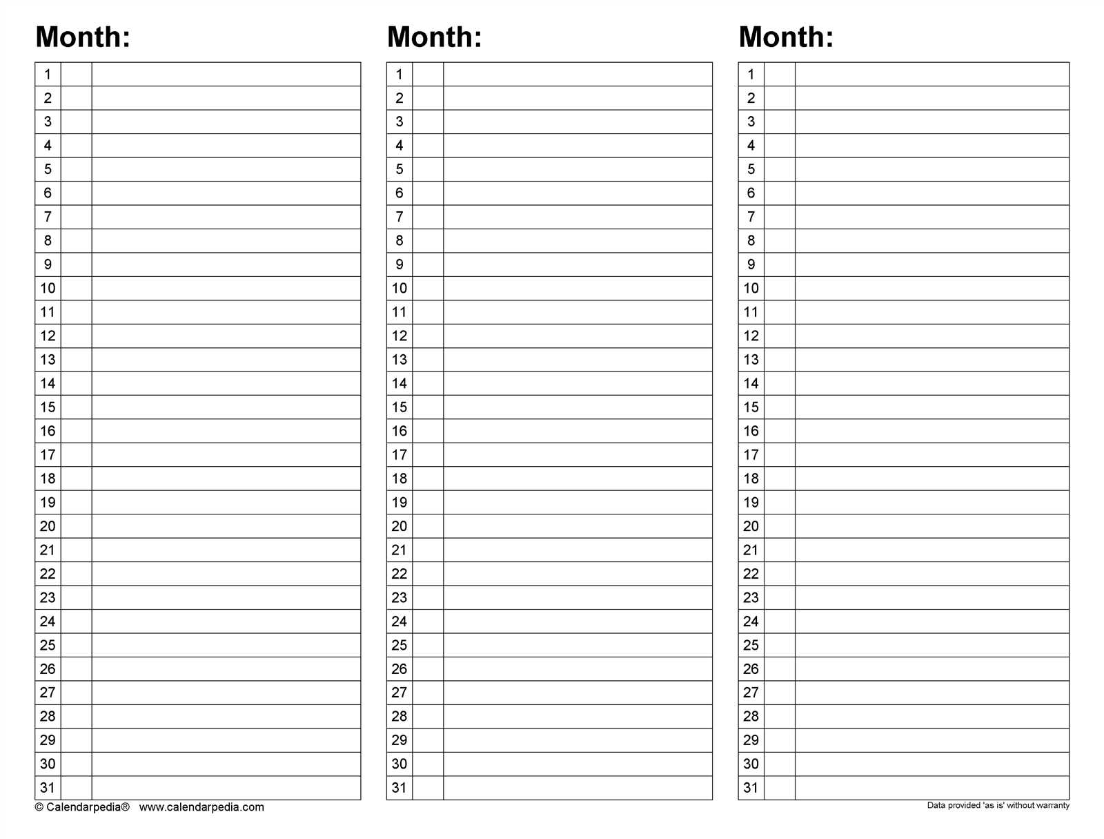 monthly appointment calendar template