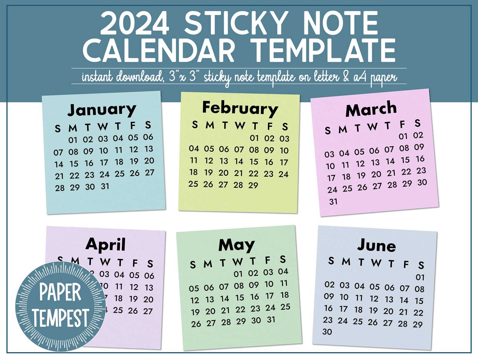 post it calendar template