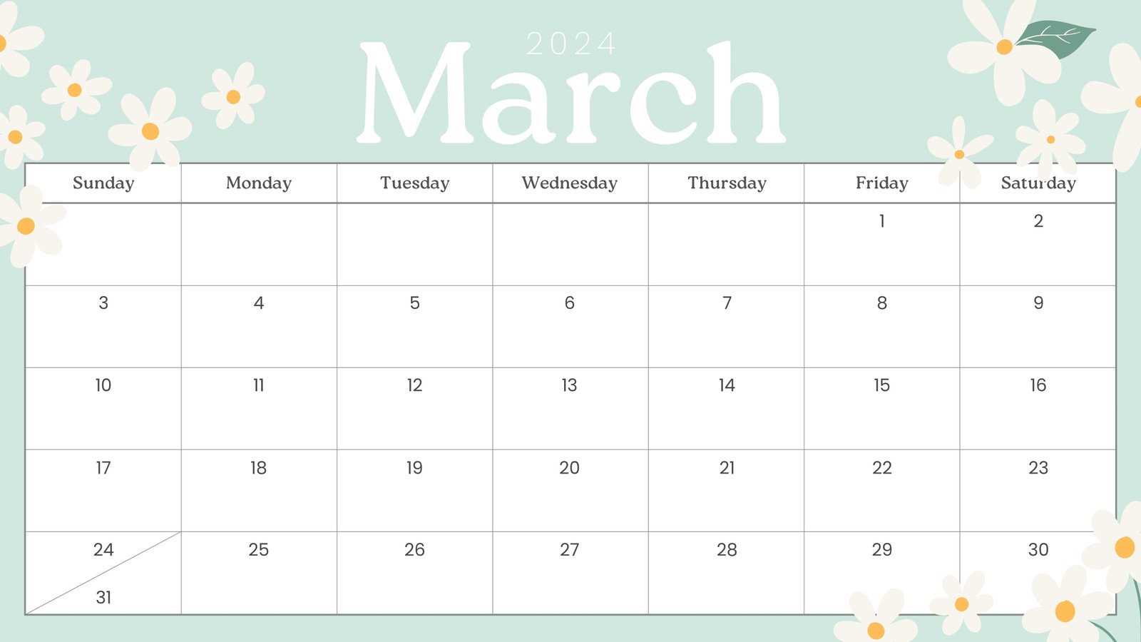 march template calendar