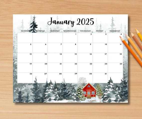 monthly calendar template january 2025