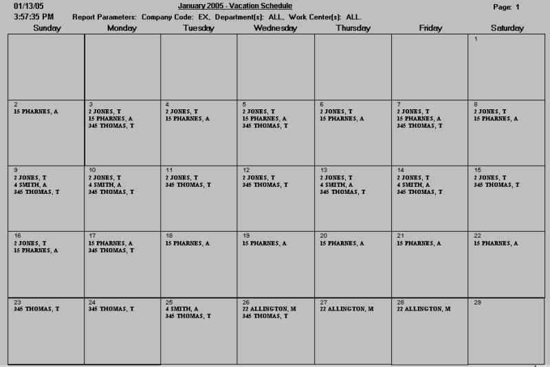 employee pto calendar template