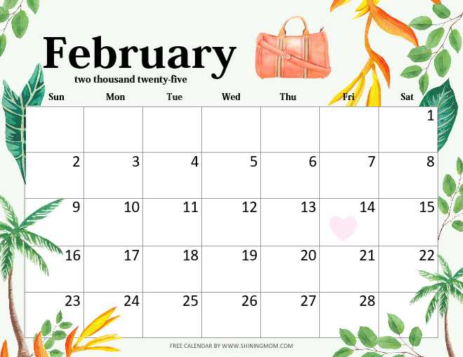 feb 2026 calendar template