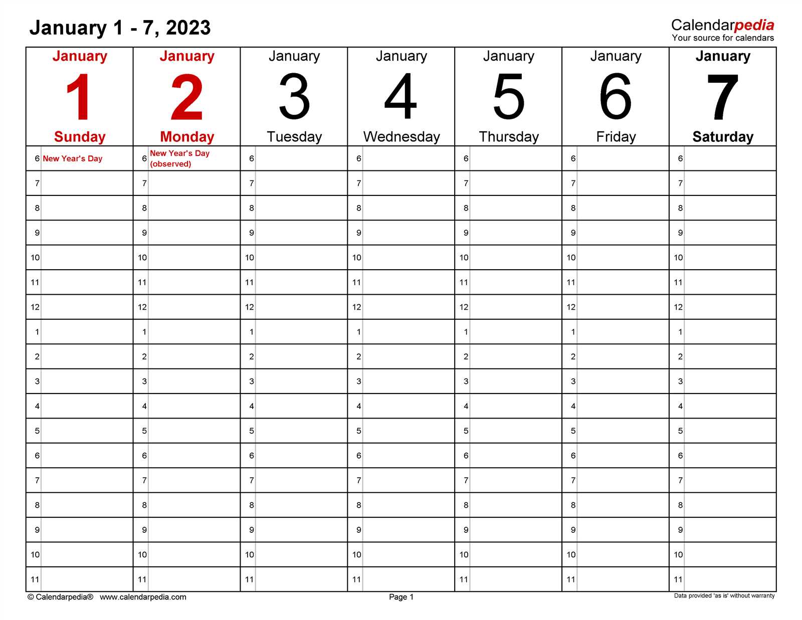 12 week calendar planning template