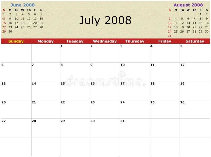 calendar template 2008