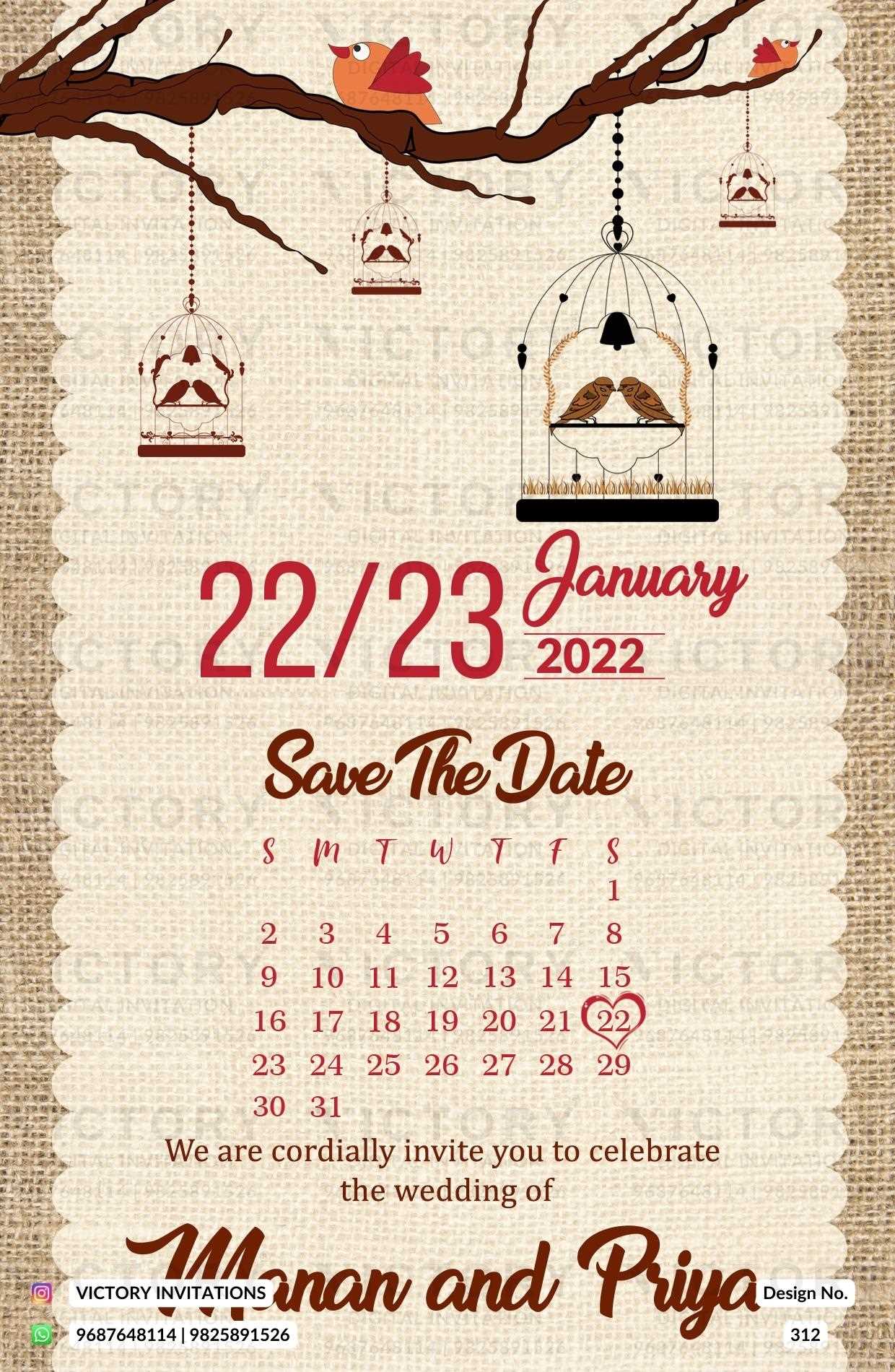 save the date calendar card template