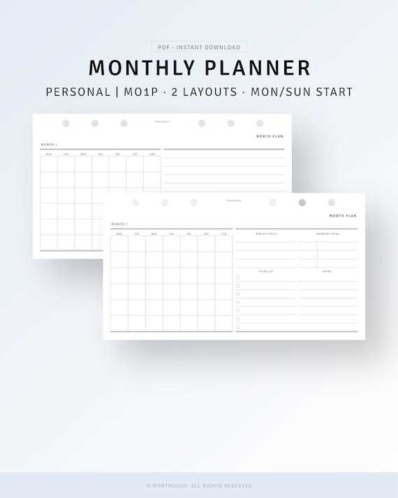 personal calendar template