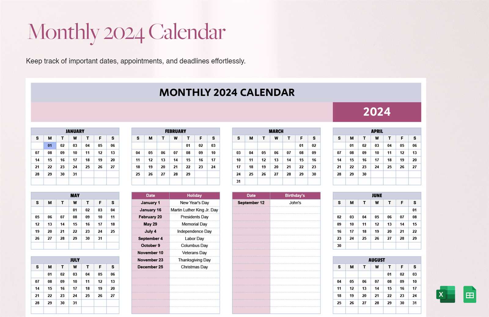 sheet calendar template
