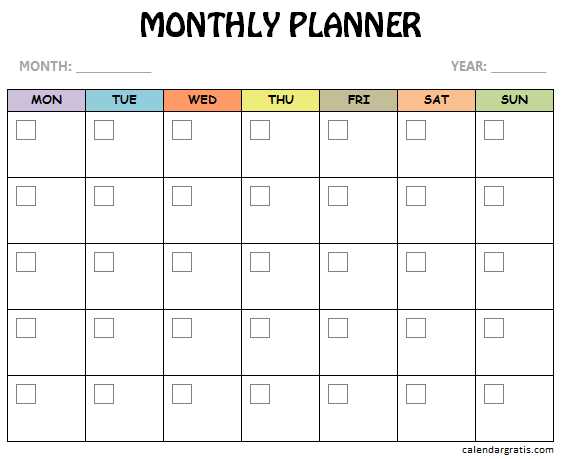 monthly agenda calendar template