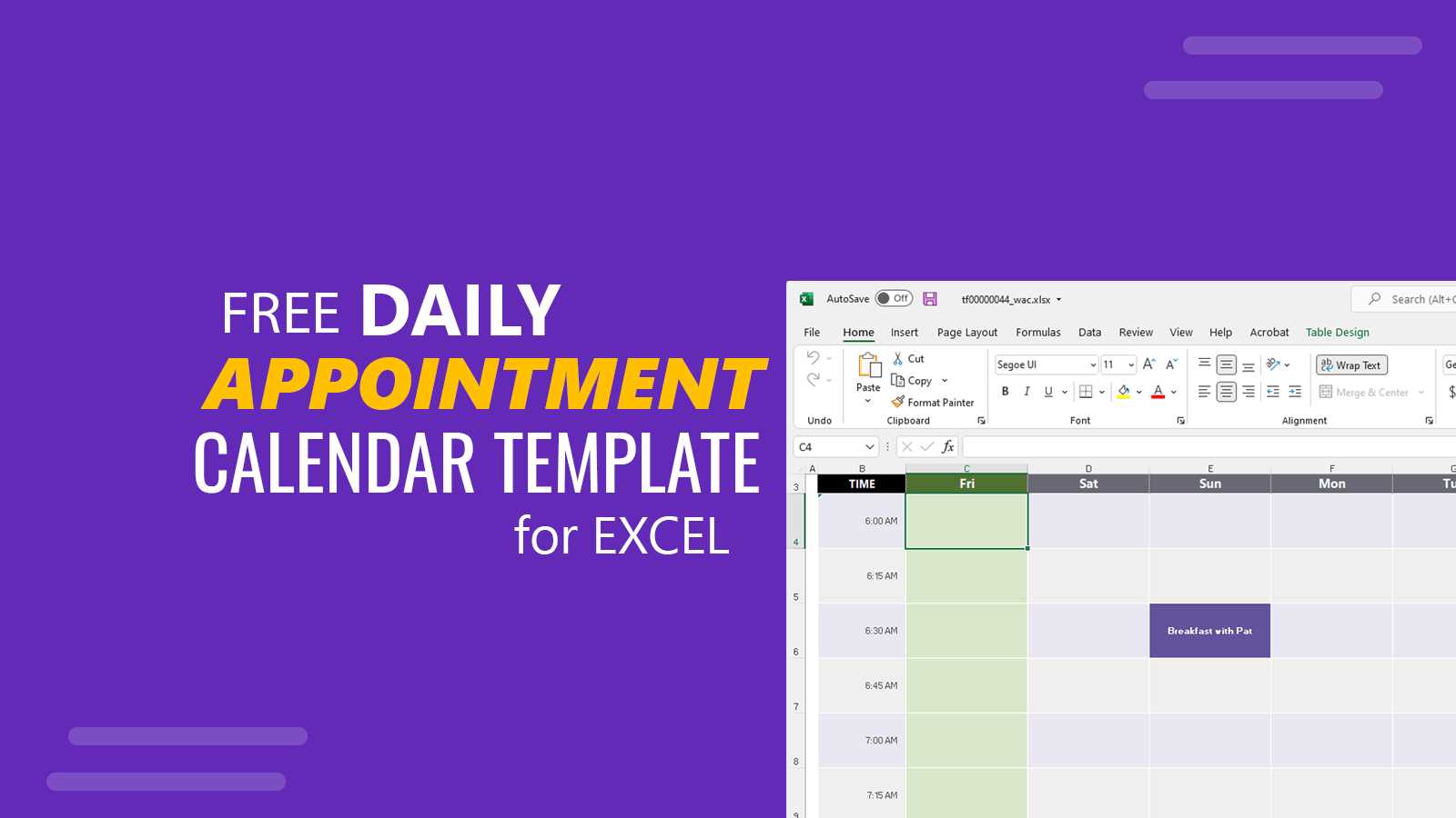 daily appointment calendar template free