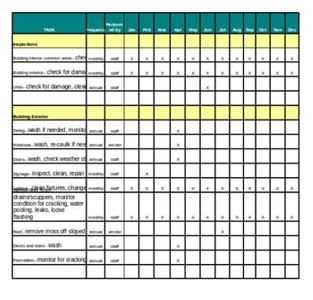 preventive maintenance calendar template