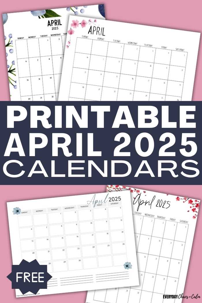 free calendar template april 2025