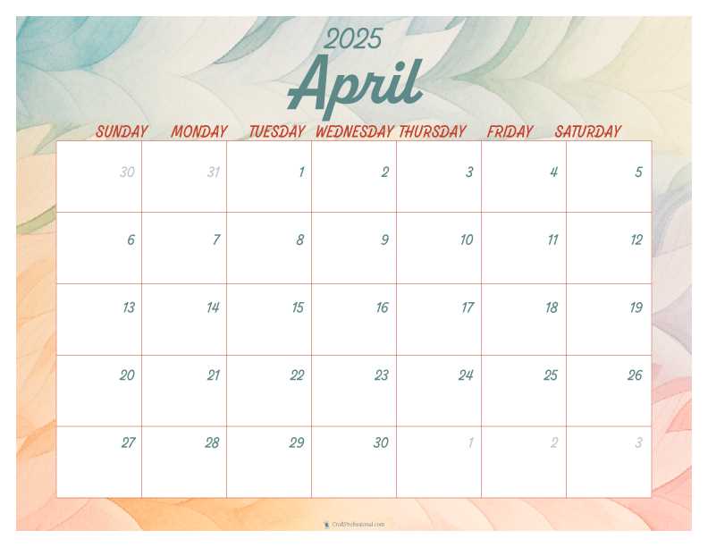 blank calendar template for april 2026 blank calendar template for april 2026