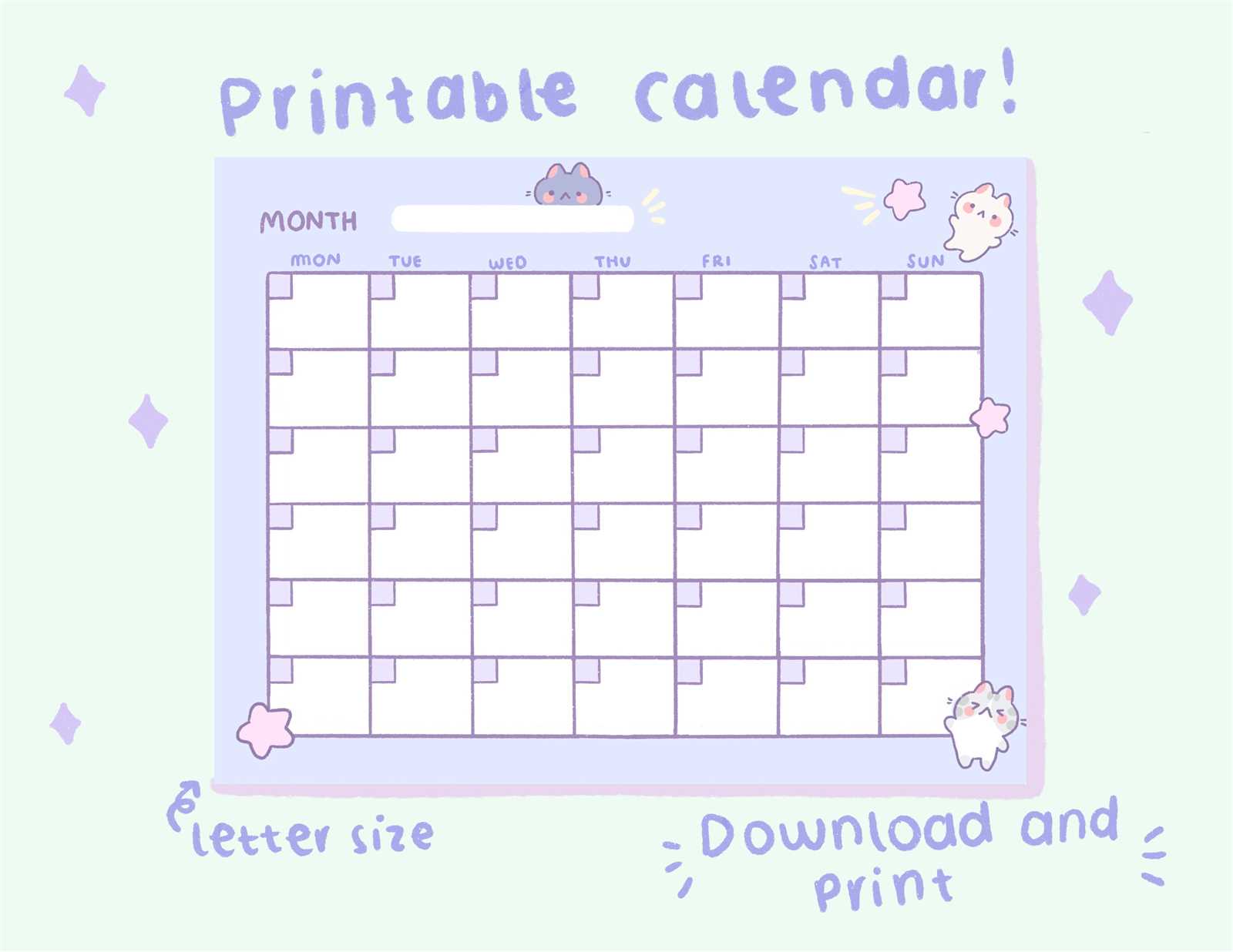 pretty monthly calendar template