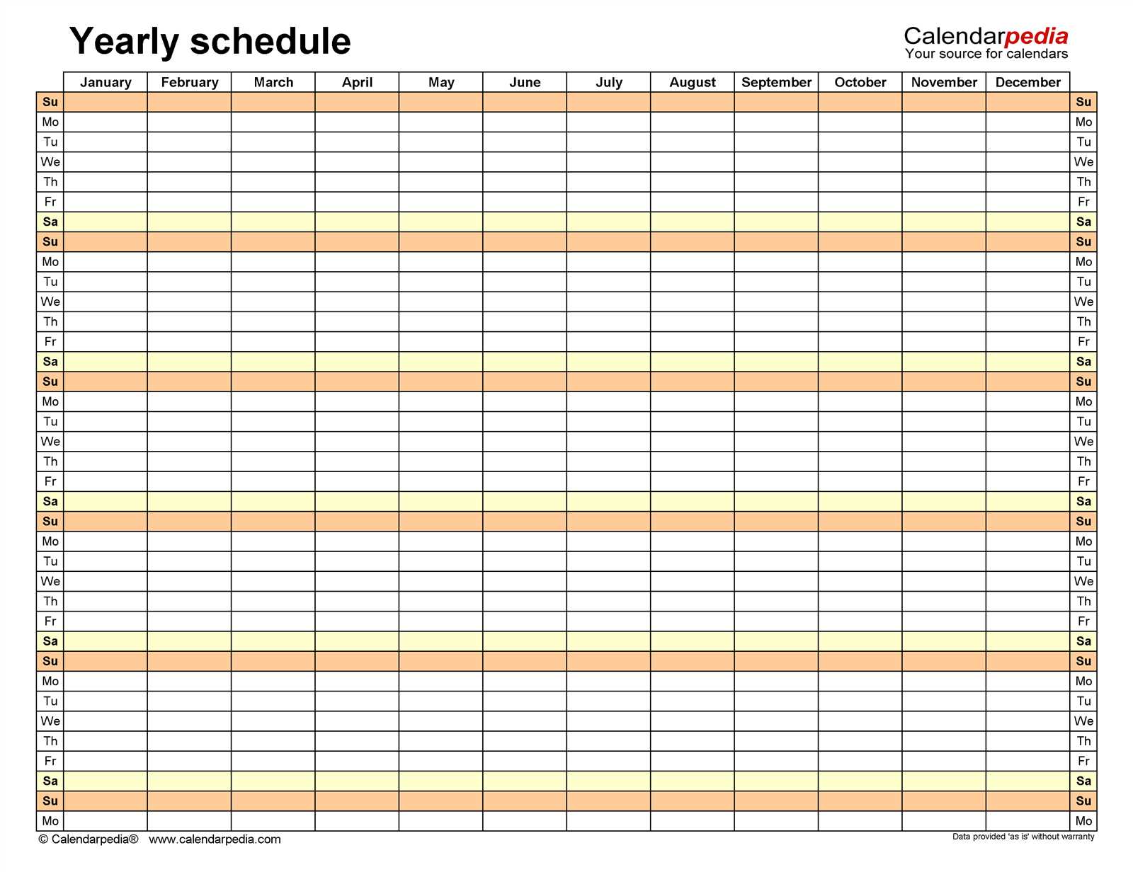 yearly activity calendar template