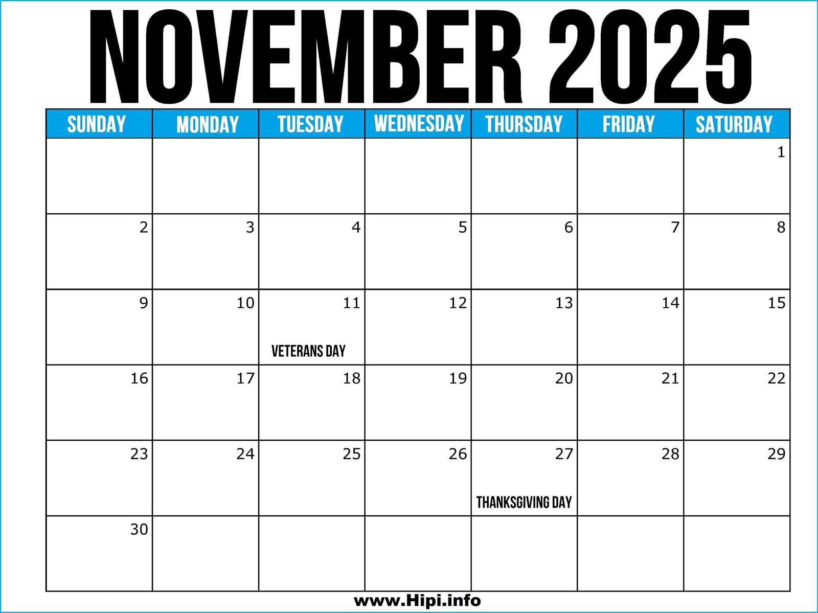 calendar template nov 2025