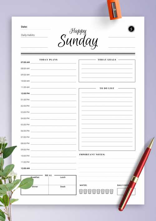 blank daily calendar template