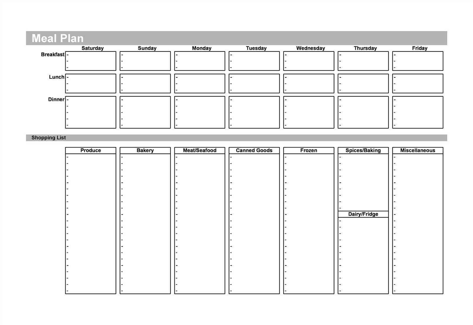 diet calendar template