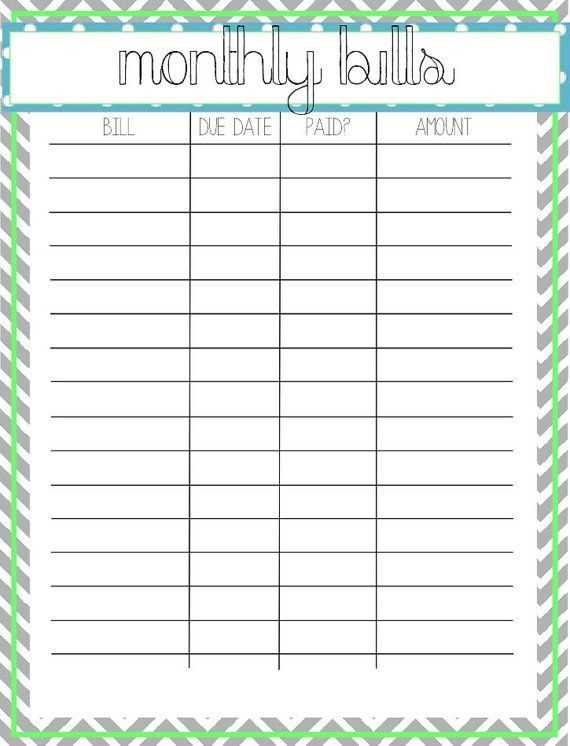 free printable bill calendar template