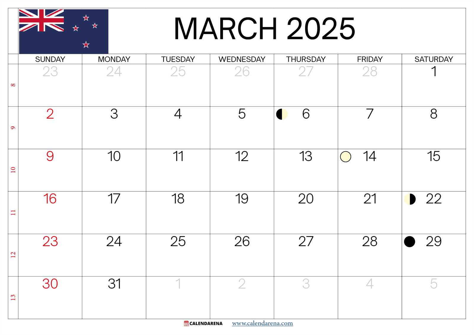 blank march 2025 calendar template