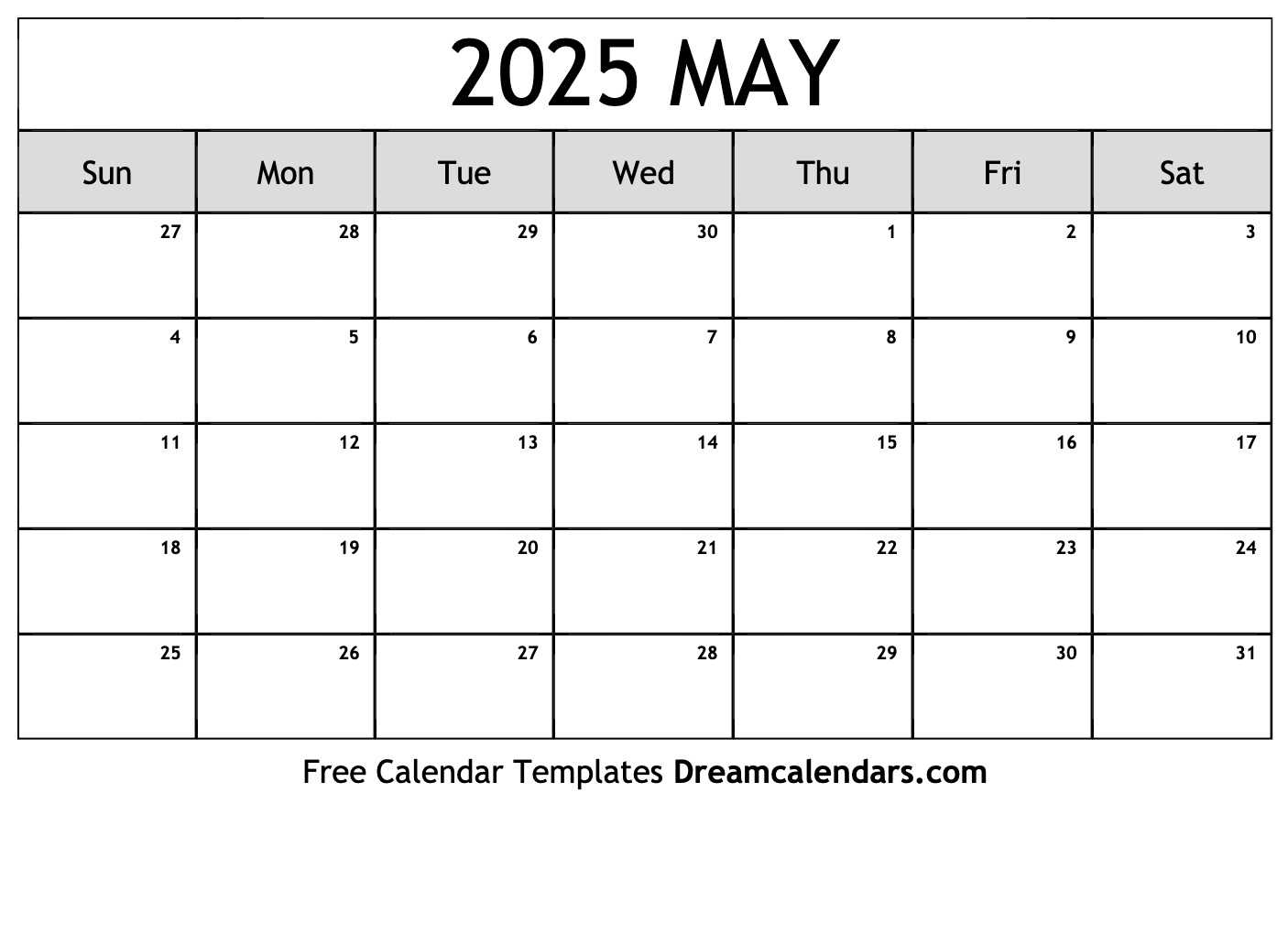 may calendar template 2026