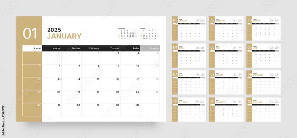 2025 desk calendar template